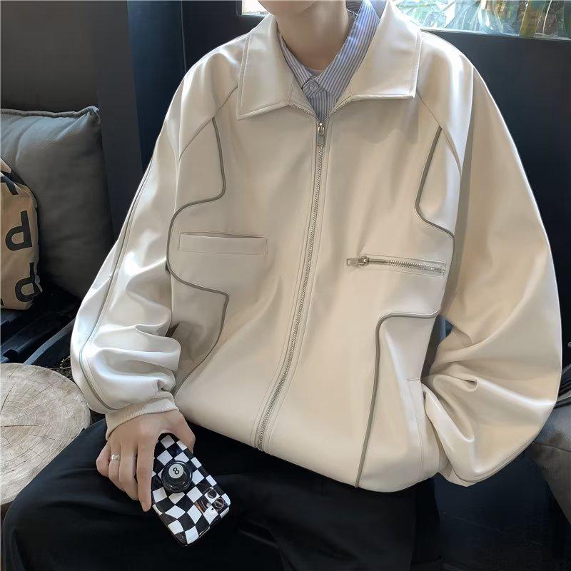 Men's Retro PU Leather Jacket - Trendy Korean Style, Street Fashion, Hip Hop Cardigan, Autumn/Winter Outerwear