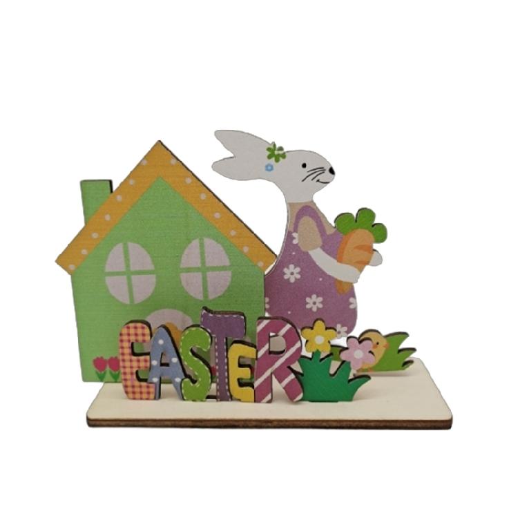 Artistic Wood Spring Rabbit Figure Rabbit Figurine For Enthusiasts Of All Ages And Space Spring Themed Sculpture