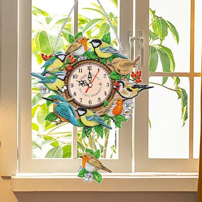 Acrylic Special Shaped Animals Colorful Crystal Diamond Clock DIY Diamond Painting Clock Kit Hanging Sign Living Room Decoration