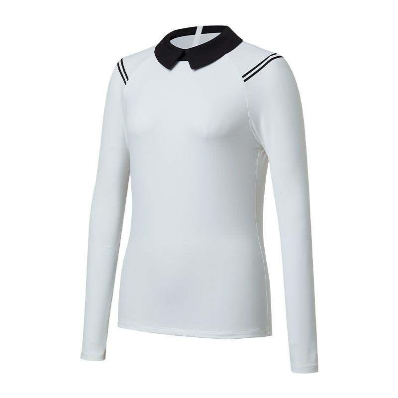 Golf Clothing Women s Lapel Long-sleeved T-shirt Slim High-elastic Back Zippered Sports Shirt Tennis Clothes POLO S белый