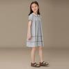 Girls' Short Sleeve Doll Collar Pleated Academy Style Dress