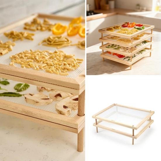 Food Drying Rack Stackable Multi-Tier Drying Rack Framed Mesh Pasta Drying Rack for Quick Air Drying Fruits Vegetables Herbs