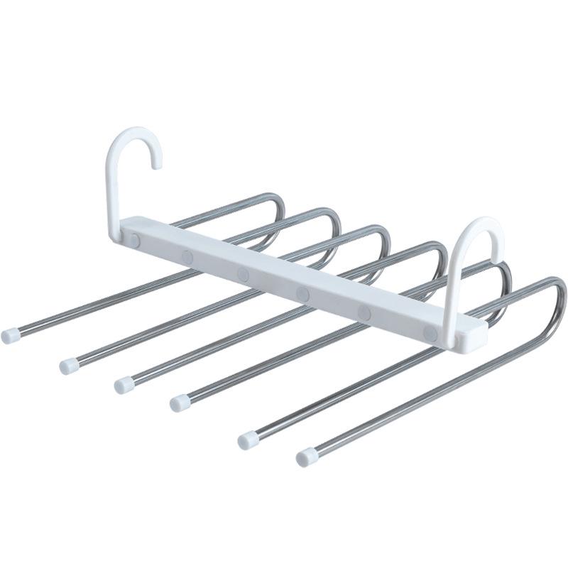 

Retractable Multi-Layer Anti-Slip Pants Hanger with Clips for Wardrobe Storage - Folding, Versatile Trousers Rack for Home