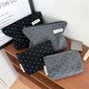 Large Capacity Jacquard Polka Dot Makeup Bag for Women, Fashion Travel Toiletry Pouch, Elegant Cute Cosmetic Organizer