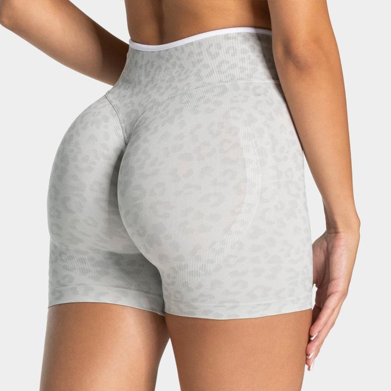 

High-Waisted Tummy-Tucking Leopard-Print Color-Blocked Seamless Yoga Shorts Butt-Lifting, Form-Fitting Perfect for Running and Other Sports XL