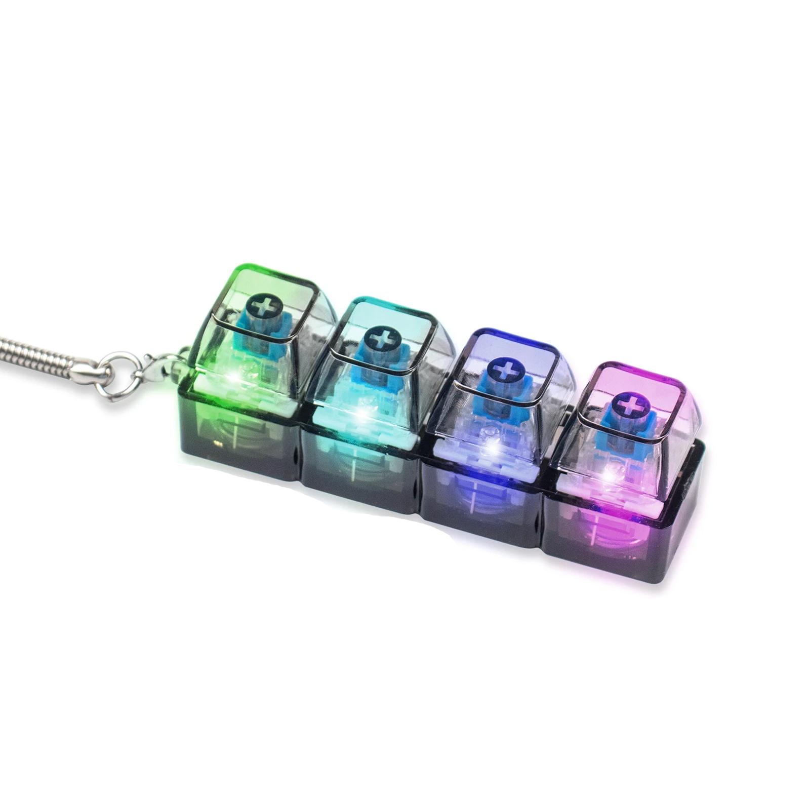 

Crystal Clicker Mechanical Keychain 4 Keys Sensory Fidget Toy Portable Stress Relief for Adults Anxiety Relief Toy