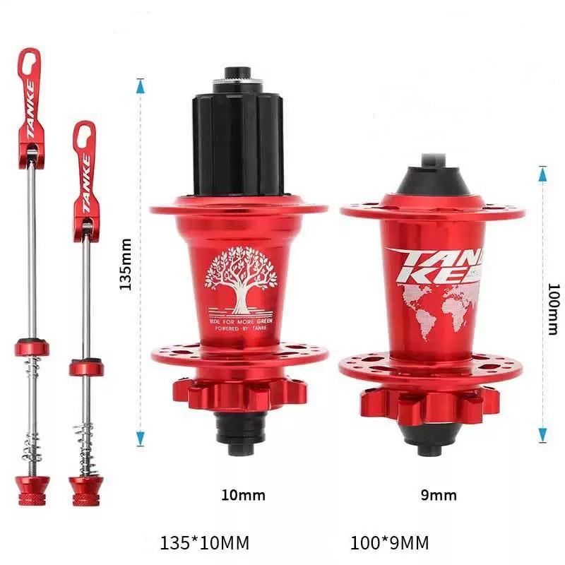 

Bicycle Hub Set 36 Holes 6 Bearings, Front & Rear MTB Hub with Quick Release – 120 Clicks, Disc Brake Compatible червоний