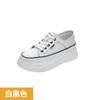 Two wearing little white shoes women's spring new trendy shoes soft leather lace-up shallow mouth shoes thick sole height increase casual shoes