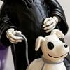 3D Carved Skeleton Decoration Grim Reaper & Ghostly Puppy Resin Figurine, Black Robed with Cute Mini Halloween Figurine 13cm Ghost Dog