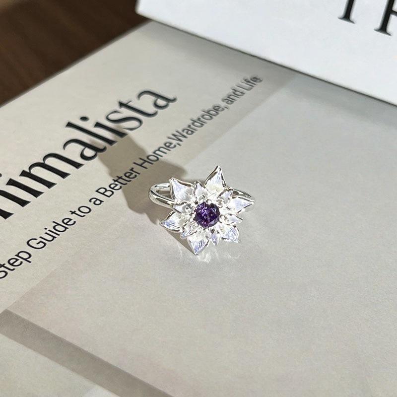 Elegant Watercolor Gradient Enamel Flower Ring for Women – Fashionable, Artistic Style, Index Finger Accessory, Light Luxury & Versatile Design.