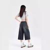 American loose wide-leg summer new retro old and thin seven-point jeans women's straight casual pants