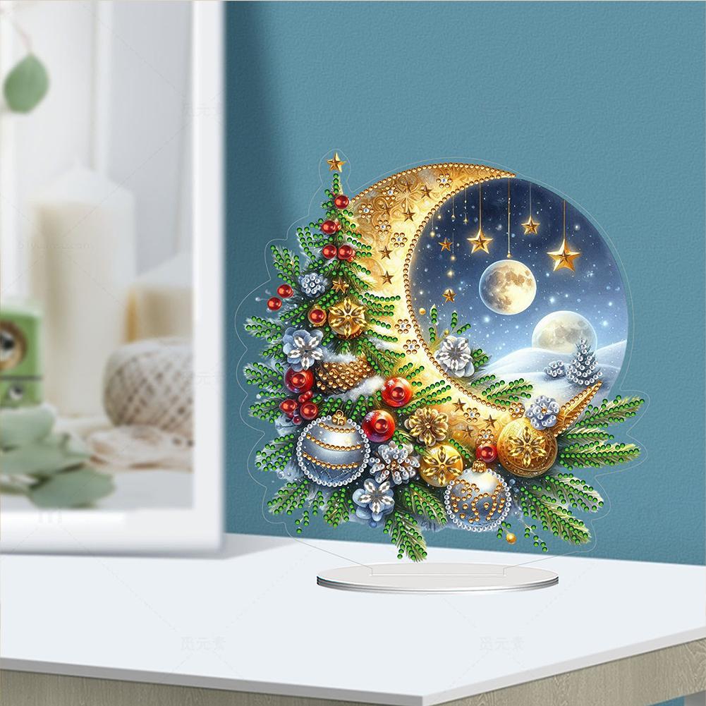 Acrylic Special Shaped Christmas Theme Table Top Diamond Painting Ornament Kits Diamond Painting Desktop Decorations for Adults