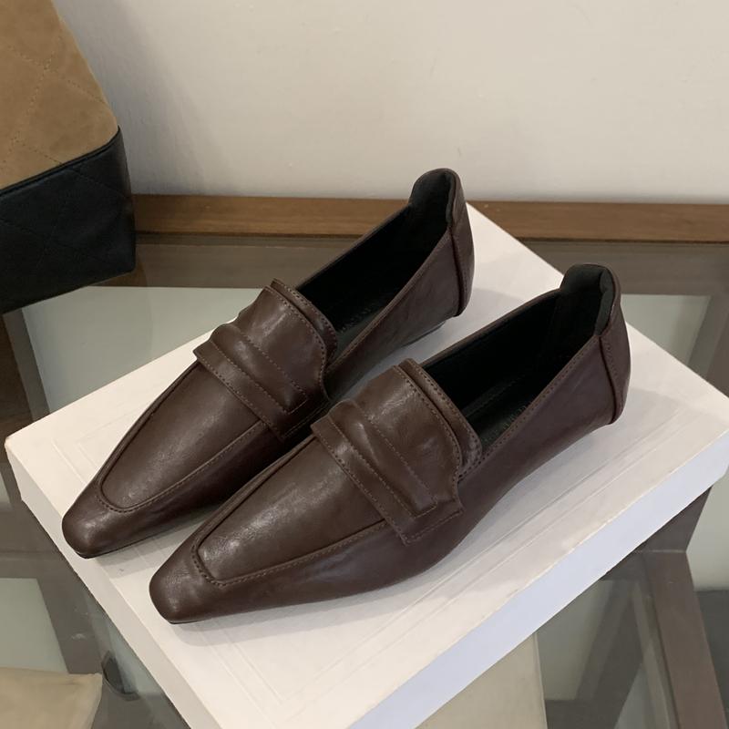 Fashion SUOJIALUN 2025 New Brand Women Flat Shoes Fashion Square Toe Slip On Casual Loafer Shoes Soft Flat Heel Outdoor Dress  Single Sh