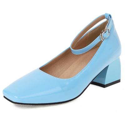 Sapatos de salto baixo elegantes femininos da moda 2024, novos sapatos de salto alto com tiras para primavera, azul, vermelho, nude, para festa e casamento, tamanho grande 48