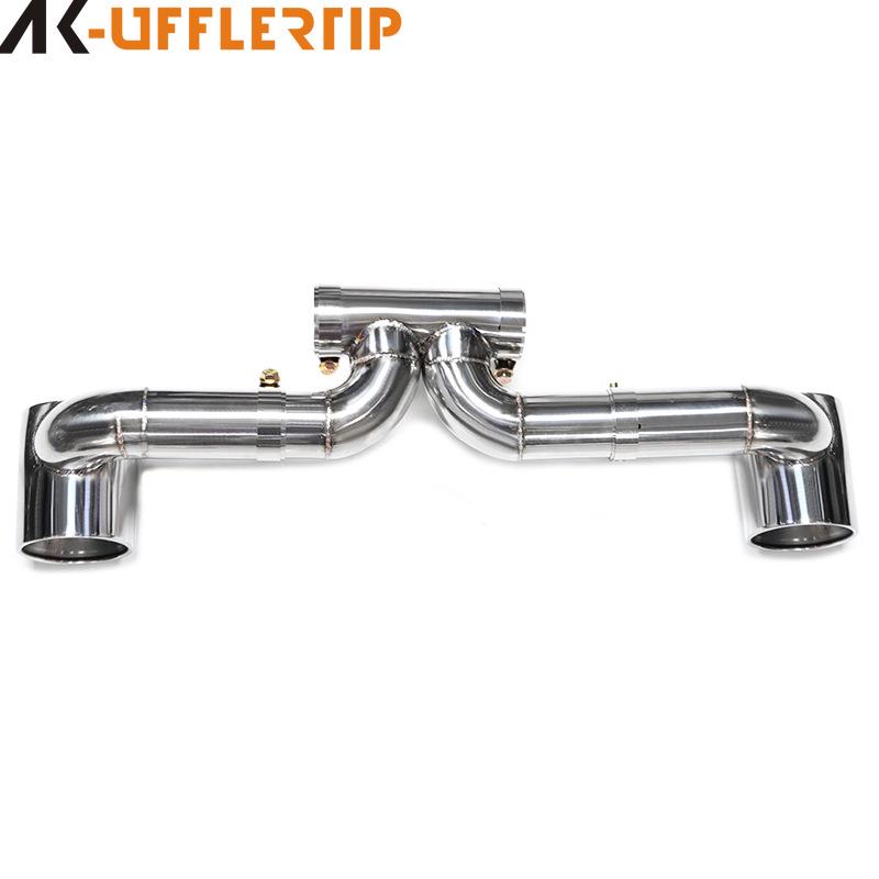 Ulepszenie Porsche 718 GT4: Podwójny wydech ze stali nierdzewnej z tłumikiem i czarnymi końcówkami