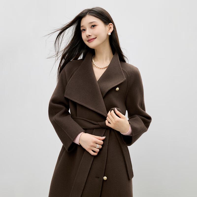 

Qiu Shui Yi Ren Women s 100% Wool H-Line Stand-Collar Coat XL