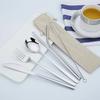 6 Ps/set Portable Outdoor Travel Dinneware Set 304 Stainless Steel Knife and Fork Spoon Straws Tableware Set
