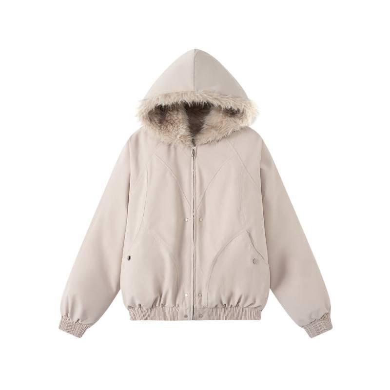 Retro seat mountain carving cotton-padded jacket for women's winter new tooling cotton-padded jacket with fleece and thickened cotton-padded jacket