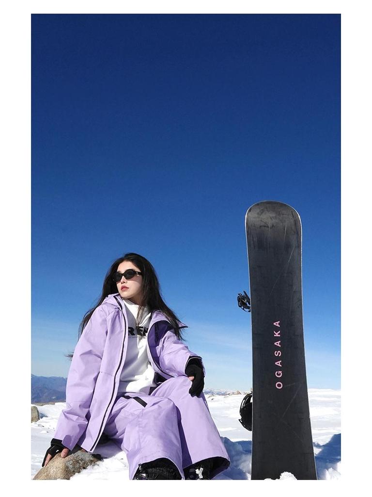 Waterproof Fleece-Lined Ski Suit: Warm Hooded Two-Piece Set for Men & Women