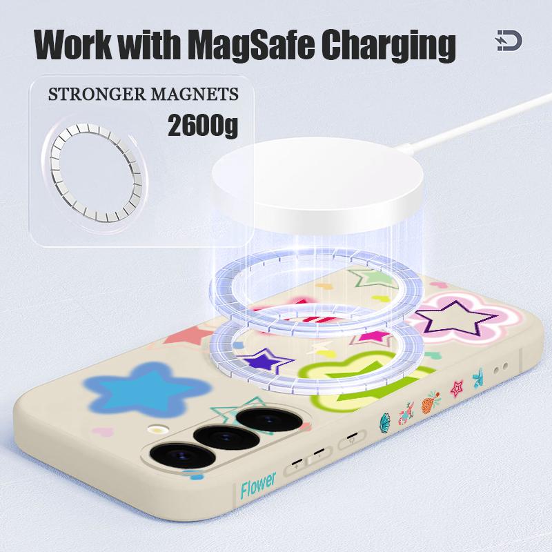 Buntes Sternenmuster Hülle für Samsung Galaxy S25 Ultra S24 S23 S22 Plus S21 S25 FE Magnetisch Für Magsafe Weiche Silikonhülle