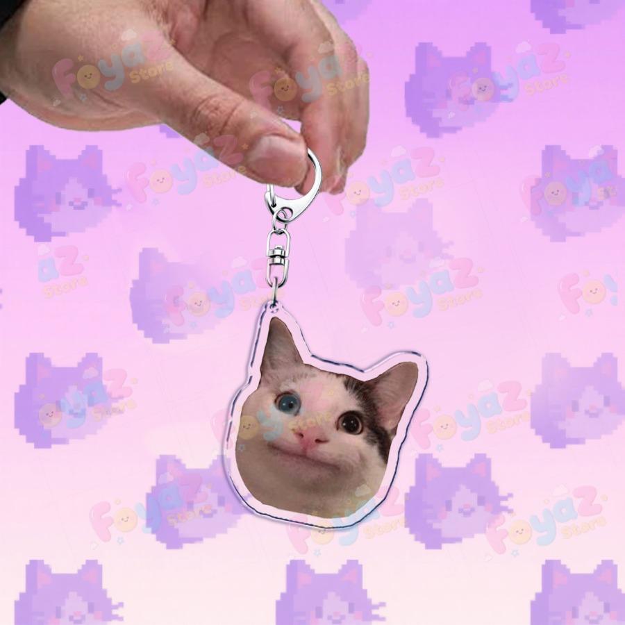 Funny Cute Cat Meme Keychain Accessories Bag Charms Cat Lover Animal Keychains Keyrings Jewelry Fans Cute Cartoon Freinds Gift