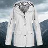 Women's Fashion Solid Color Hooded Loose Casual Waterproof Outdoor Jacket Lightweight Windbreaker Raincoat for Hiking Camping