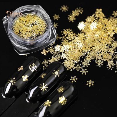 Diamo Golden Snowflake Pattern Nail Art Stickers DIY Decals Decoration