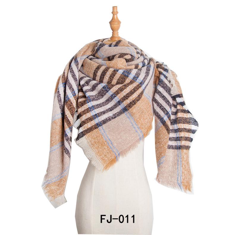 European & American Autumn/Winter Thick Double-Sided Plaid Scarf & Shawl for Women