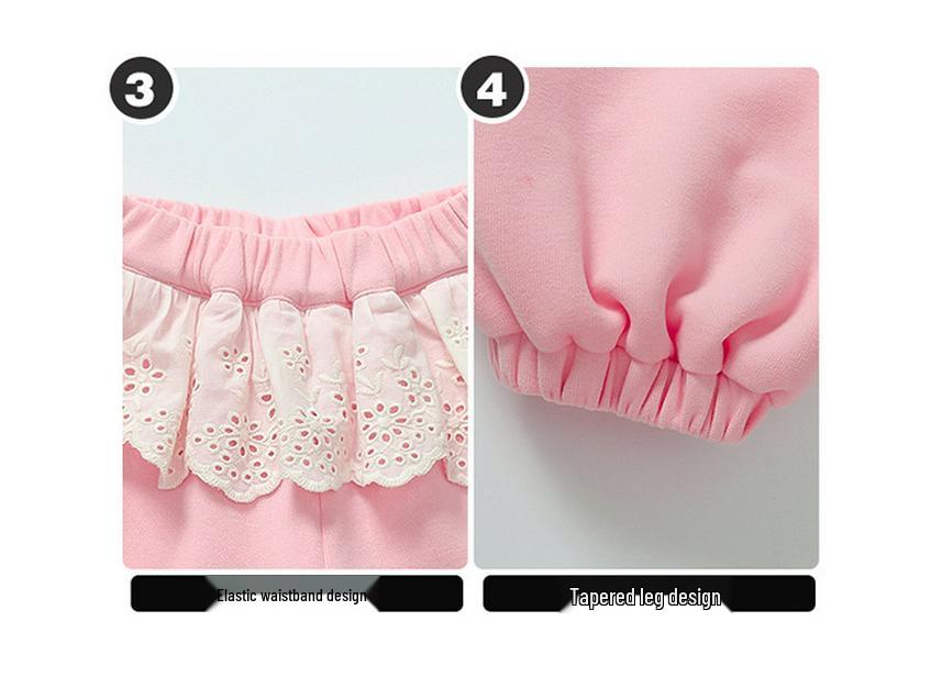 Mädchen Sweatshirt und Hose Set mit Spitzenkragen - Lässiger Frühlings-/Herbststil