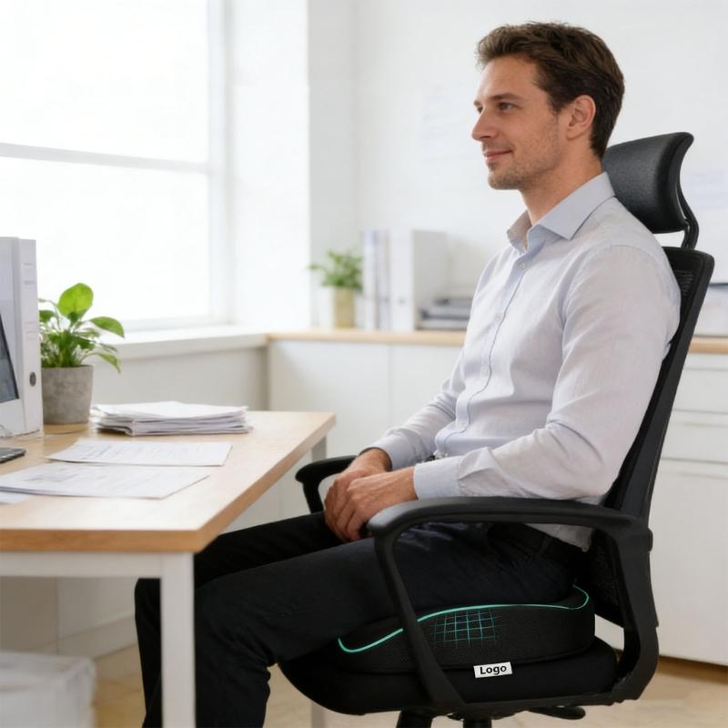 Comfortable Support Seat Pad With Central ventilation For Office Chair And Car Seat Soft Fabric Design