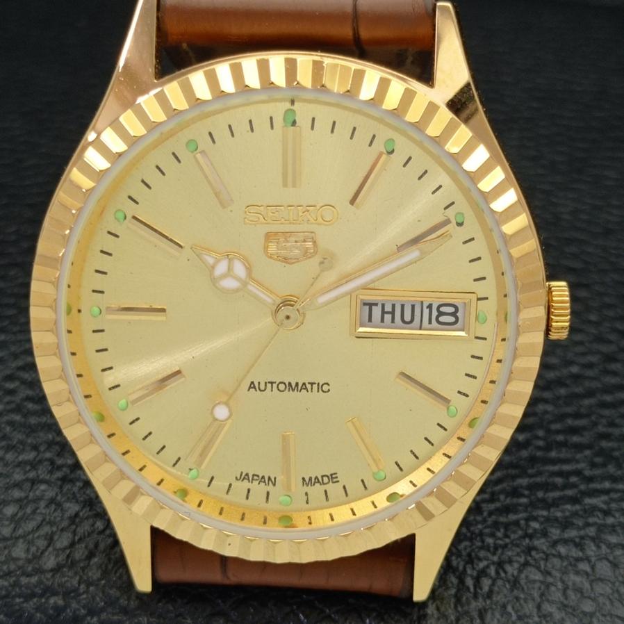 REACONDICIONADO VINTAGE SEIKO 5 AUTOMÁTICO 6309A JAPÓN PARA HOMBRE ESFERA DORADA RELOJ a425918-2