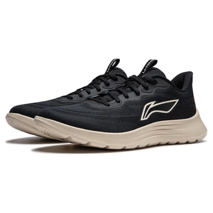 Li-Ning Lightweight Soft Rebound Casual Running Shoes Men Sneakers Black ARSU021-1