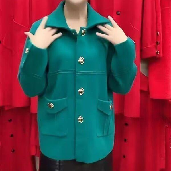 Herbst Winter Damen Locker Geschnittene Wolljacke Damen Langärmelige Oberbekleidung Mutter Große Größe 5XL Beidseitig Kurze Oberteile Mantel