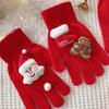 Holiday Theme Gingerbreadman Gloves Knitted Gloves Festival Handwear Lovely Snowman Knitwear Gloves for Daily Use