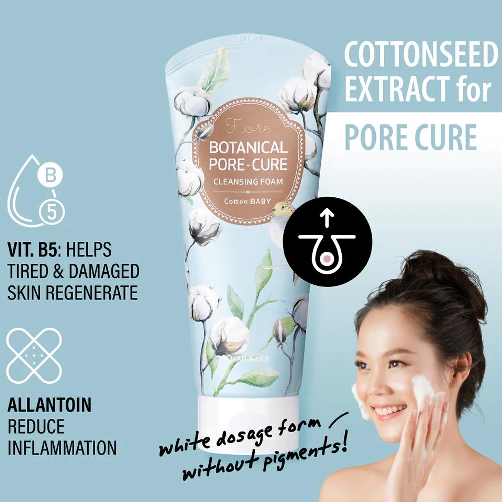 KWAILNARA Fiore Botanical Sensitive Cleansing Foam Avocado, Cotton Baby 120g (2 Types)