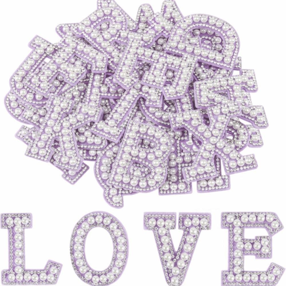 26Pcs A-Z Alphabe Rhinestone Letter Patches English Alphabet Pearl Alphabet Patch  Clothes