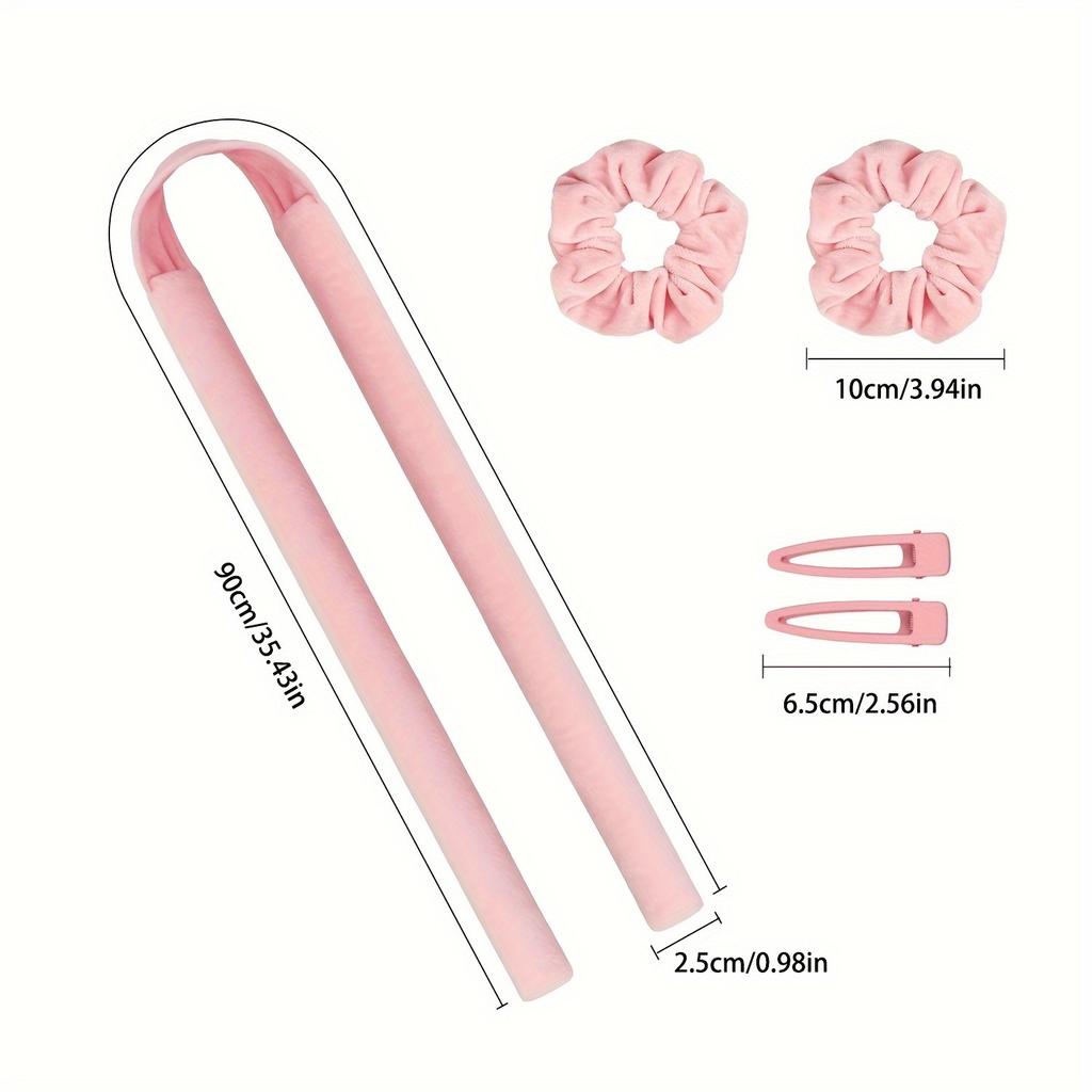 5pcs No-Heat Curling Wand Set with Hair Clips and Scrunchies