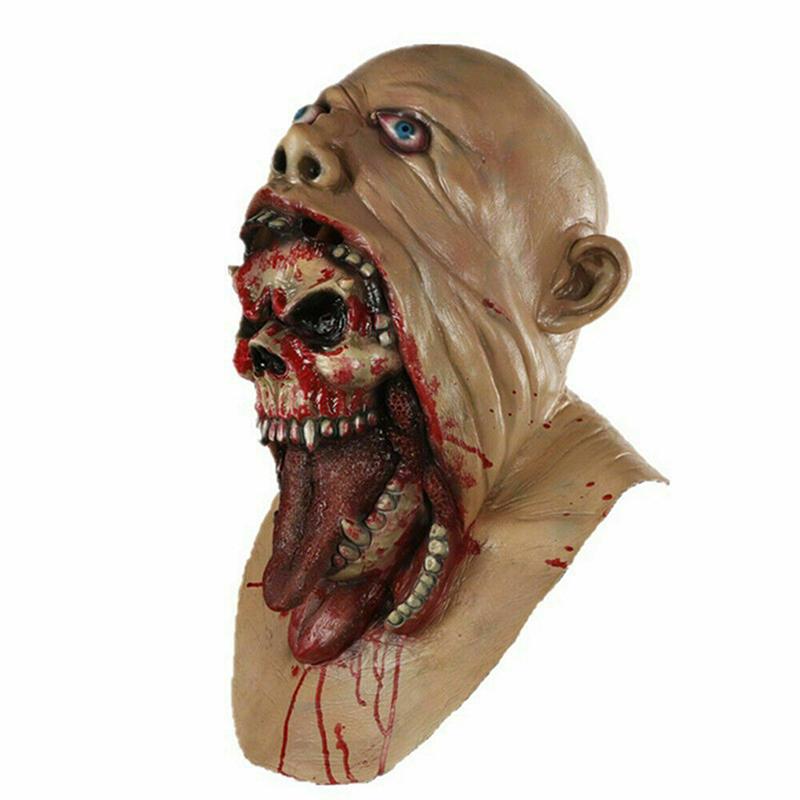Party Mask Halloween Cosplay Zombie Masks Horror Rotten Face Simulation Latex Hood Haunted House Tricky Props Horror Theme New