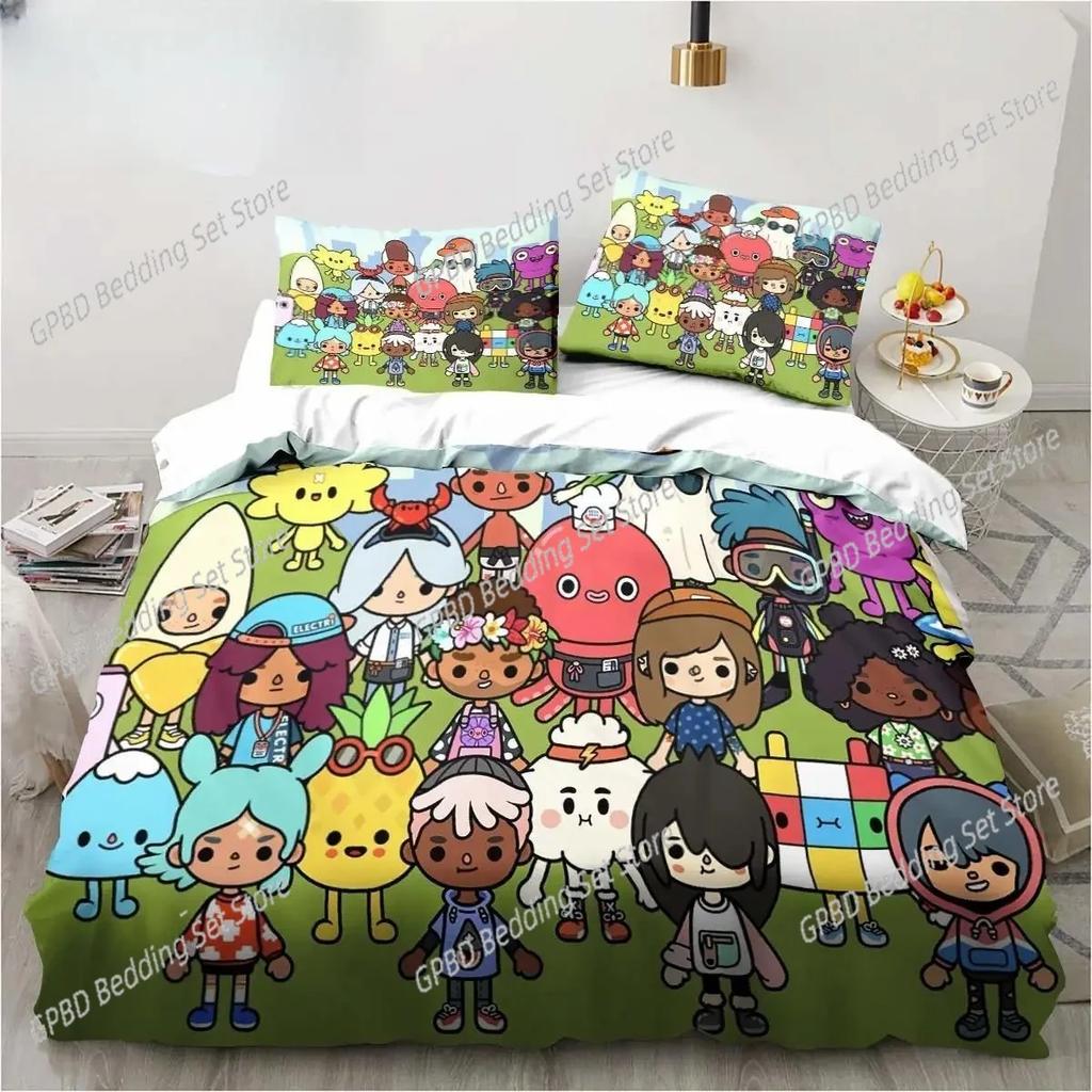 Comforter 3D Cartoon Game Toca Life World Bedding Set 3D Printed Suitable For Bedroom Kids Home Textile