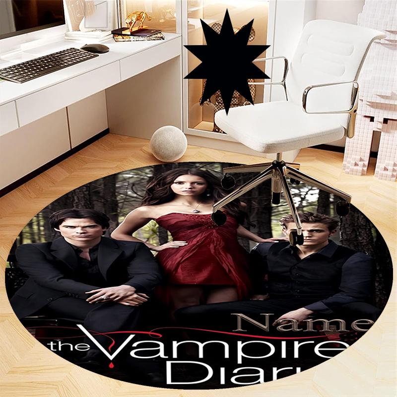 Custom Name Vampire Diaries Printed Round Rug Carpet Chair Rug Area Rug Entryway Doormats,for Office Chair Living Room Bedroom Kitchen Room.