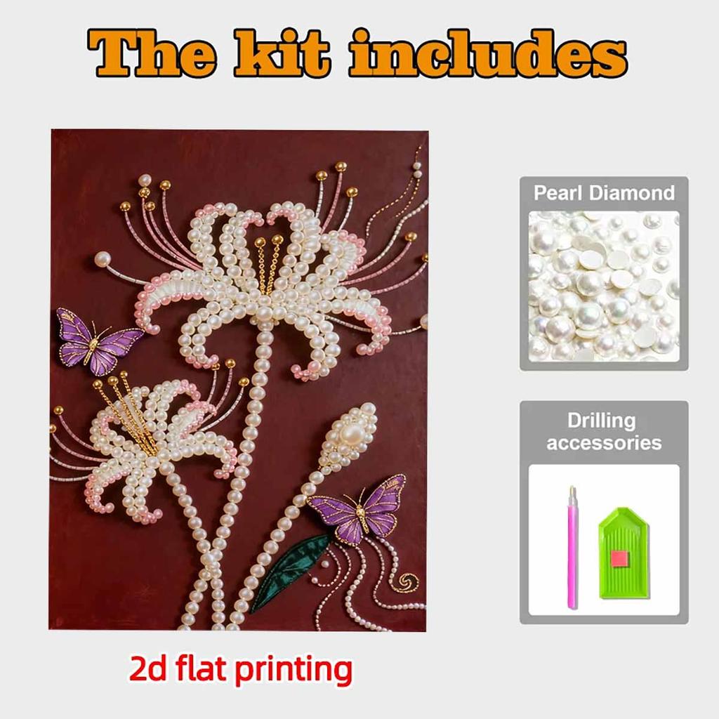 Crystal Pearl Painting 5D DIY Frame Decoration Painting Flower Home Wall Decoration Transparent Pearl Gemstone Painting Picture Art Crafts