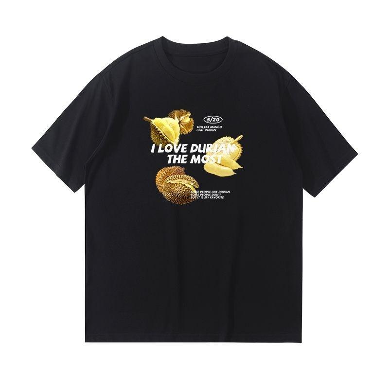2025 Podzimní a zimní těžké roztomilé tričko s potiskem ovoce Pánské Dámské Čistá bavlna Ležérní Volné Osobní Všestranné tričko