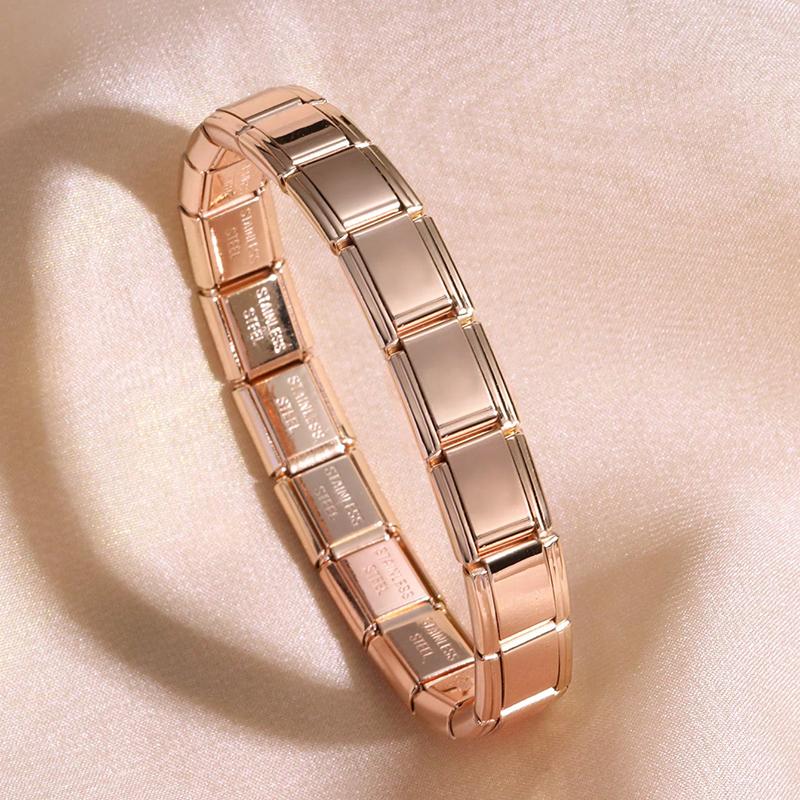 Italian Charm Stainless Steel Bracelets For Women Men 9mm Width Elastic DIY Modular Bracelet Jewelry Gift