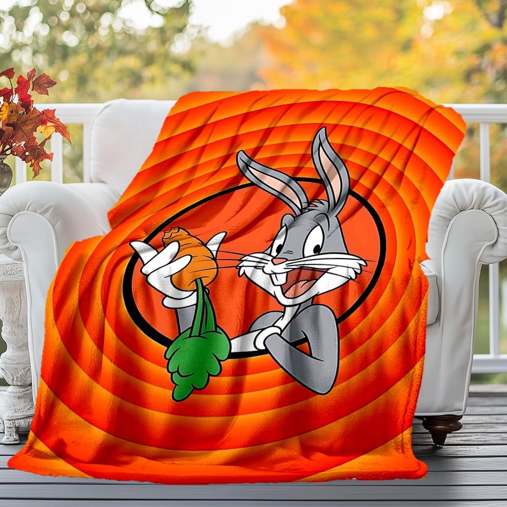 1pc Bugs Bunny carrotOutdoor Flannel Blanket Soft Plush Decor for Picnics, camping,Bedroom, Playroom, or Lunch Breakn1148A