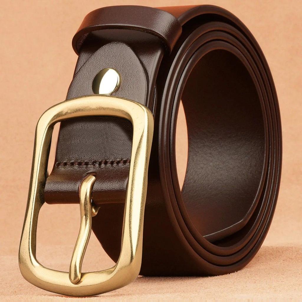 Pure Cowhide Men'S Belt, Leather Pin Buckle, Casual Belt, A Must For Middle-Aged And Young Business Fashion Trends