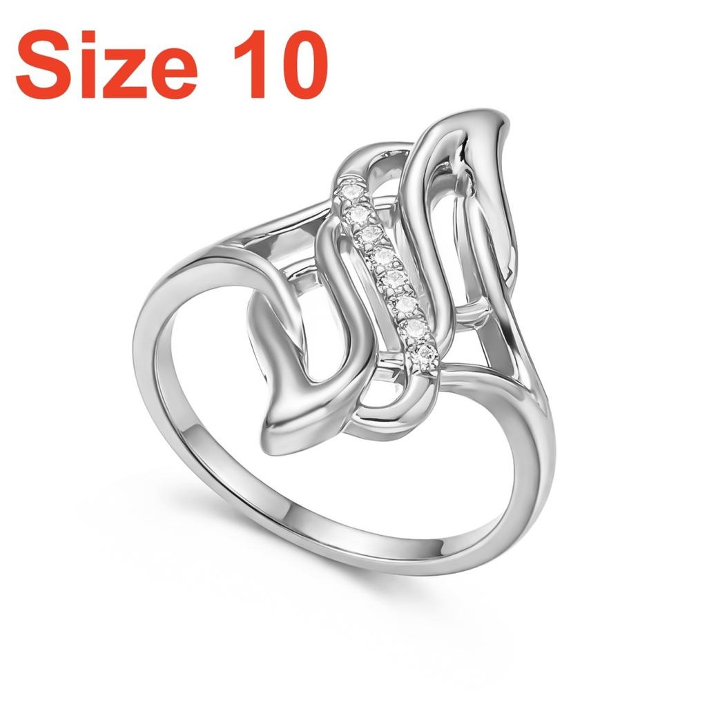 Creative Inlaid CZ Zircon Exaggerated Curve Wrapped Finger Rings Fashion Dainty Hollow Ice Cream Shaped Ring Punk Party Zircon