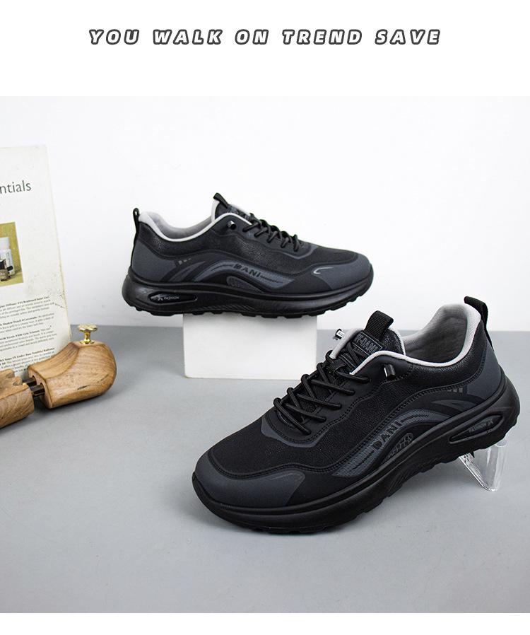 Automne/Hiver Chaussures de Course Décontractées d'Extérieur à Semelles Épaisses Noires pour Homme - Imperméables & Polyvalentes