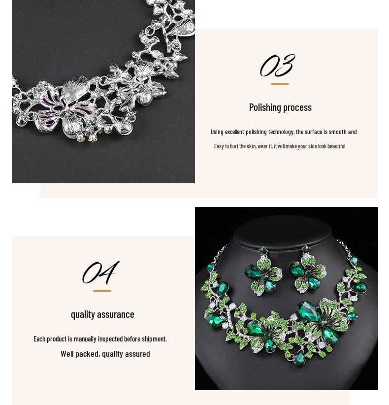 Luxury Retro Crystal Necklace Set: European & American Evening Dress Accessories