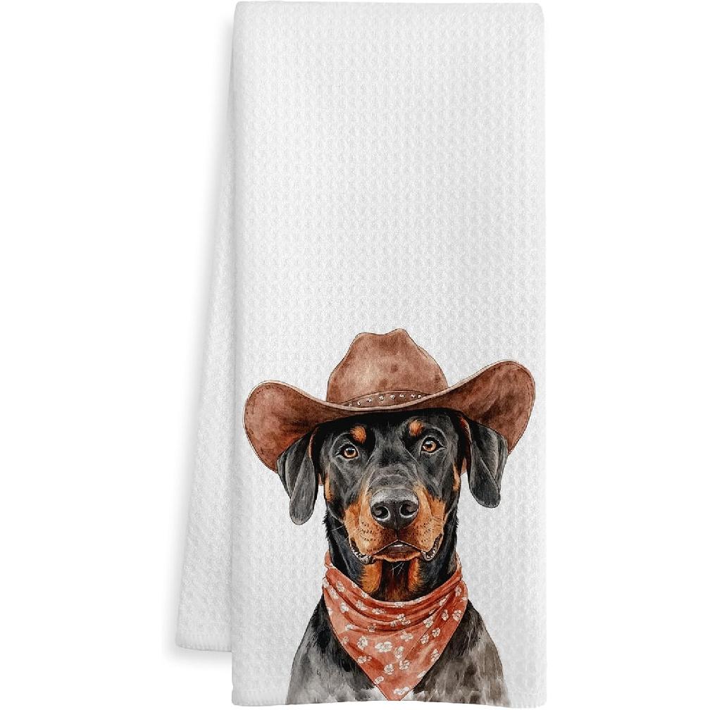 Funny Doberman Gifts Bathroom Hand Towels, Doberman Dog Lovers Gifts Decorative Hand Towels for Kids Guest Bathroom Washroom Half Bath, 16X24 Inch Doberman-1