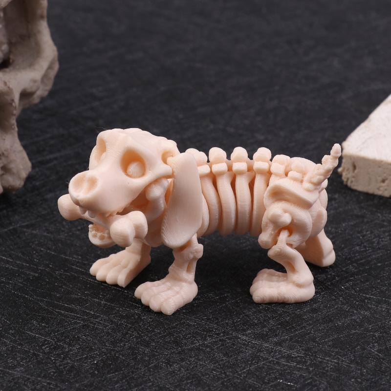 3D Printed Eared Dog Skeleton Statue Joint Mobility Doll Desktop Ornament Living Room Home Office Decoration Gifts